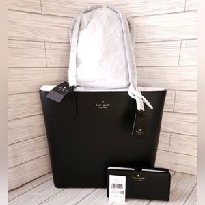 Kate Spade Brynn Tote Bag with Matching Dana Large Bifold Wallet in Black NWT